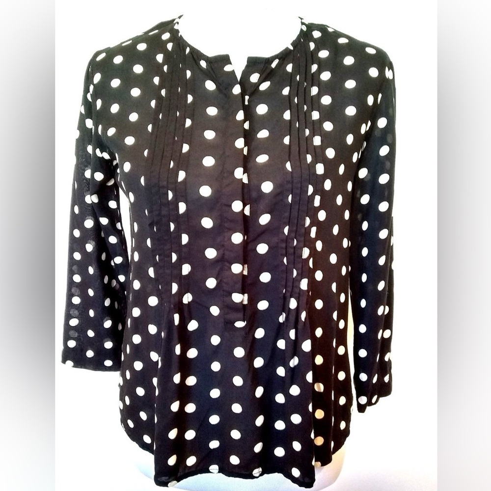 Anthropologie Porridge Polka Dot Long Sleeve Blouse - Picture 2 of 5